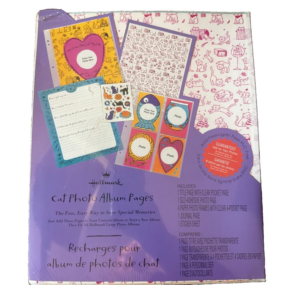 HALLMARK AR1104 Scrapbook Cat Photo Album Self-Adhesive Pages Stickers Refill